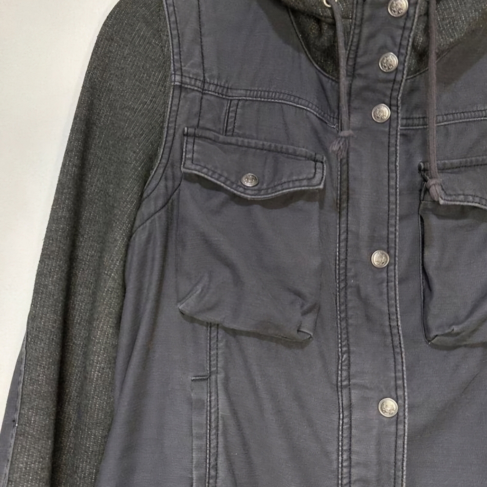 Free People Multi-color Hooded Jacket Zipper Snap Front Size Medium EUC - Picture 3 of 13